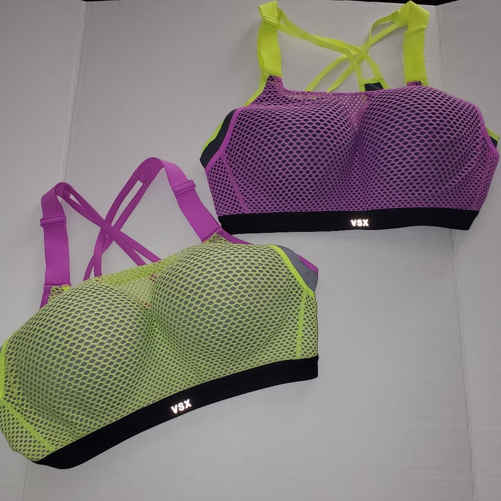 2 Victoria Secret Sport Bras purple & neon yellow